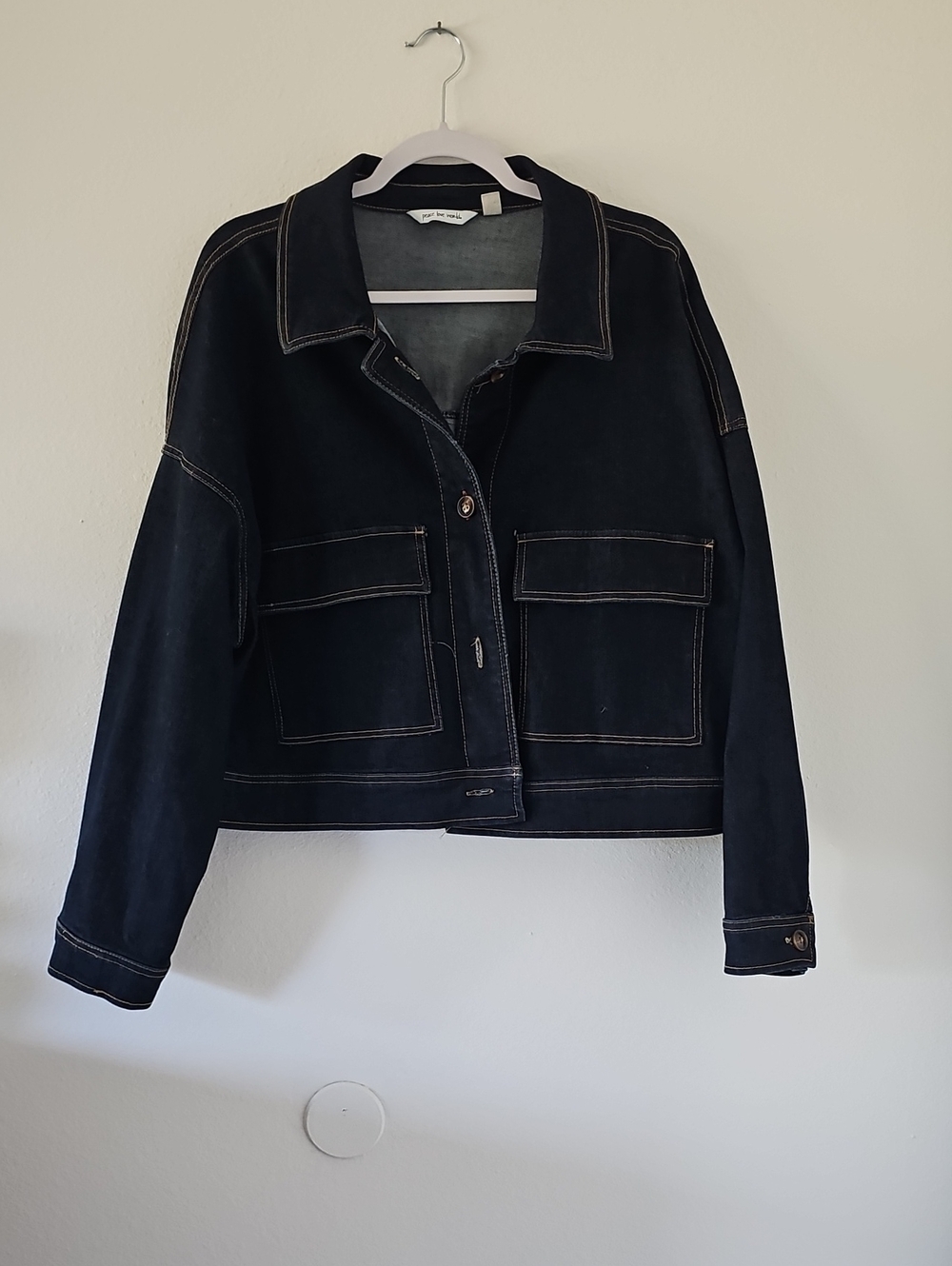 ●●PEACE LOVE WORLD CROPPED DENIM JACKET W STITCHING NWOT S.1X●●